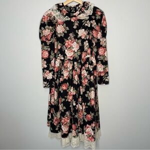Girls Vintage Storybook floral‎  heirlooms peasant dress size 12